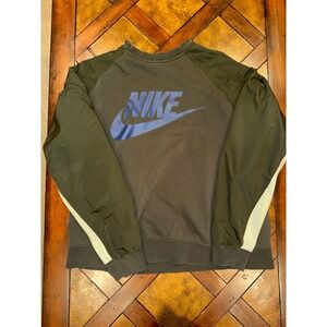 Nike Hybrid Crew Neck Graphic Sweatshirt Olive Green CJ7037-355 Mens Size XL